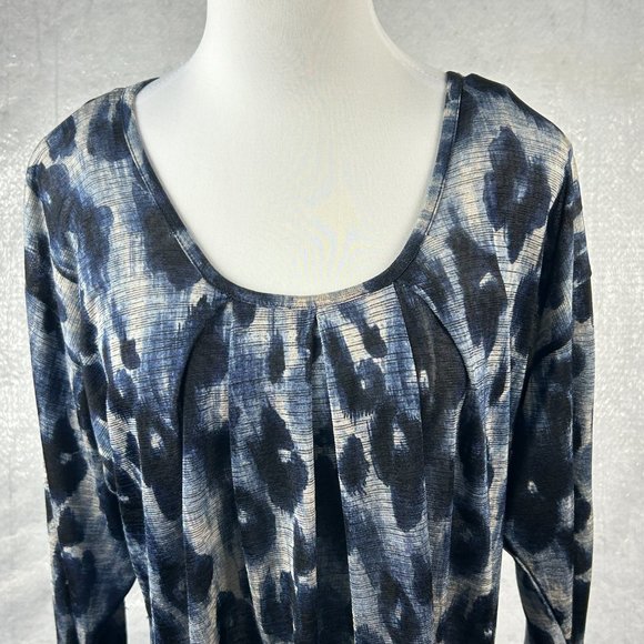 Fashion Bug Blouse Women Medium Sheer Tunic Top Blue Scoop Neck Lightweight - Picture 7 of 15